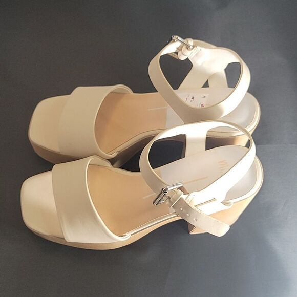 BRAND NEW MI,IM LOS ANGELES LEATHER WOODEN PLATFORM HIGH HEEL SANDALS - Picture 10 of 16